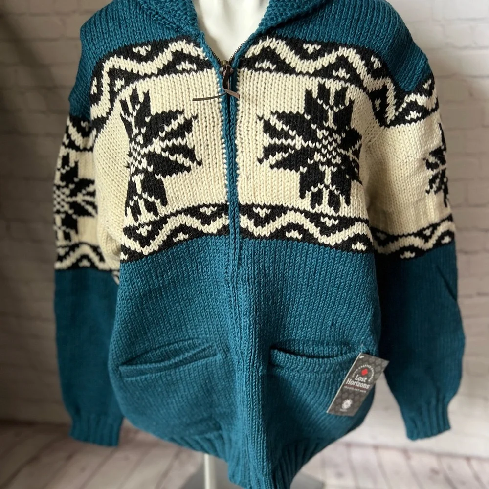 SUNDANCE Nordic wool zip up cardigan